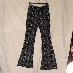 No Boundaries Black and White Floral Flare Pants